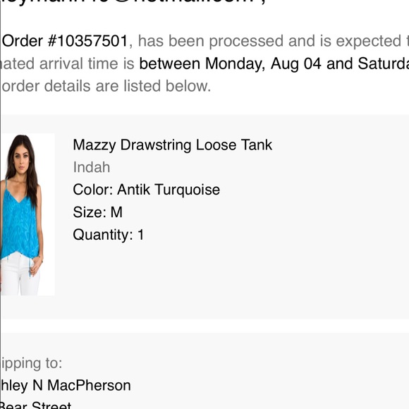 Indah Mazzy Drawstring Loose Tank Torquoise M - Picture 7 of 15